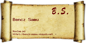 Bencz Samu névjegykártya